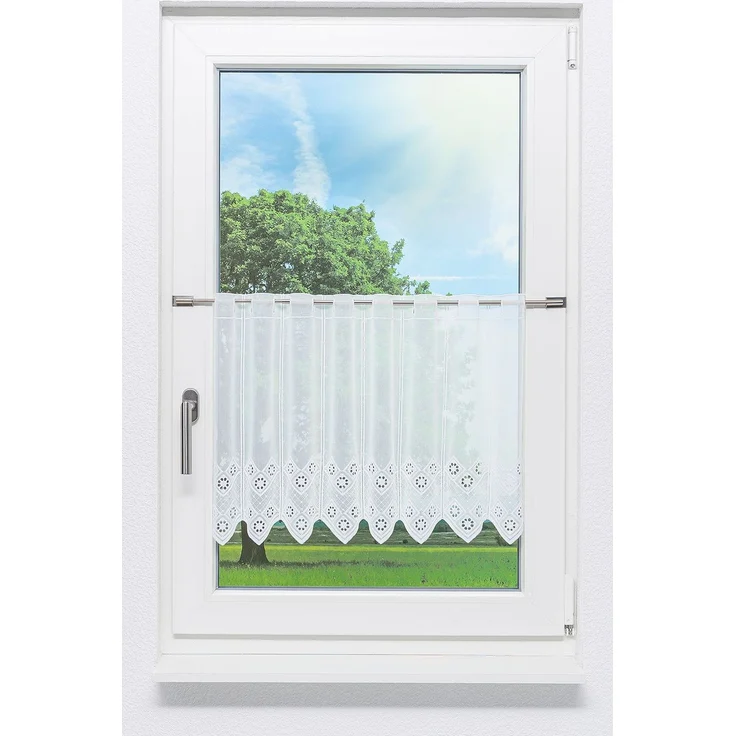 Lysel Scheibengardine Rautendesign (Bx H) 110cm * 45cm weiß/reinweiß – Bild 1