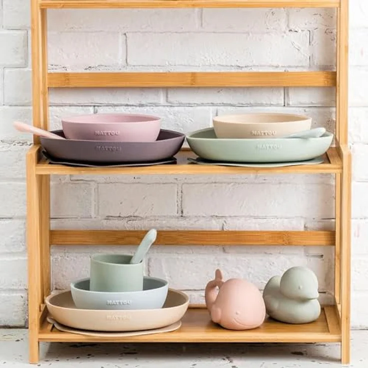 Nattou 4-tlg. Geschirr Set Silikon, BPA-frei, mit Saugnapf, Sand Green – Bild 4