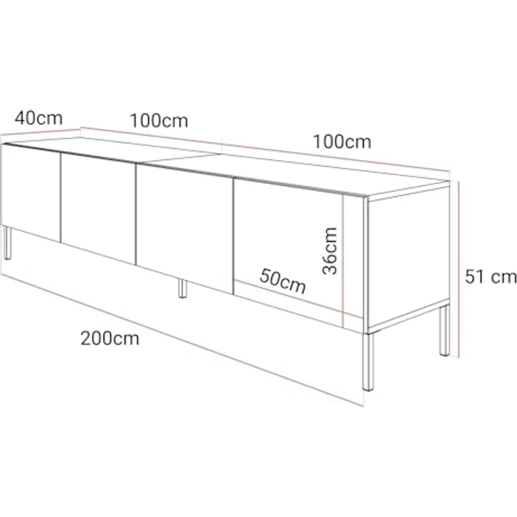 Lookway TV-Schrank COLGANTE 200 Kaschmir Hochglanz auf Füßen (2x TV-Schrank) Breite: 200 cm – Bild 9