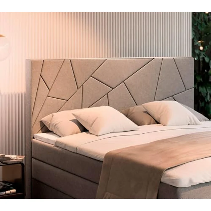 masseno Boxspringbett TRANI 180x200 cm, Komplett-Set mit Bonell Matratze, Topper und Bettkästen, Braun, INARI 24 – Bild 2