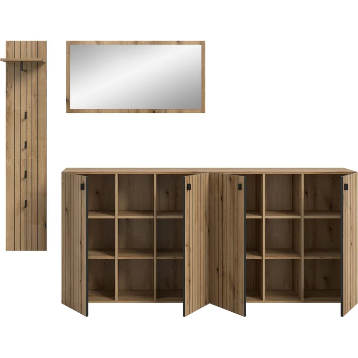 Garderobenkombination (B/H/T: 258x192x37 cm) in Evoke Oak Nachbildung – Bild 3