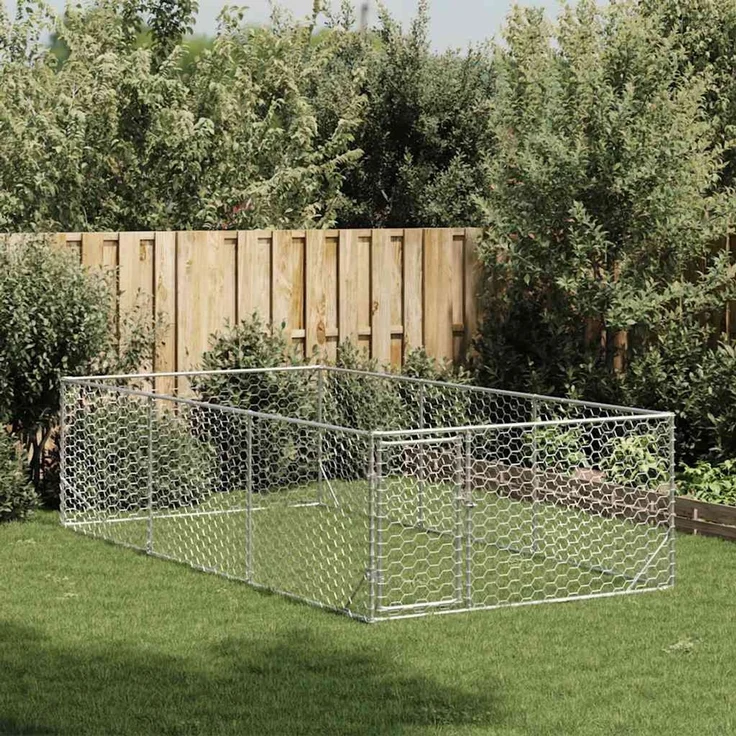 vidaXL Outdoor-Hundezwinger mit Tür 2 x 4 x 1 m Verzinkter Stahl 4105412 – Bild 2