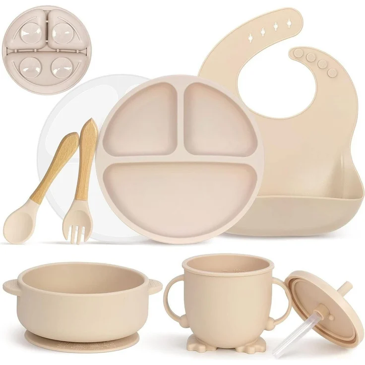 feinlux Kindergeschirr-Set Kindergeschirr-Set (7-tlg), 1 Personen, mit Staubschutzdeckel, Saugnapfboden, stoßfest – Bild 1