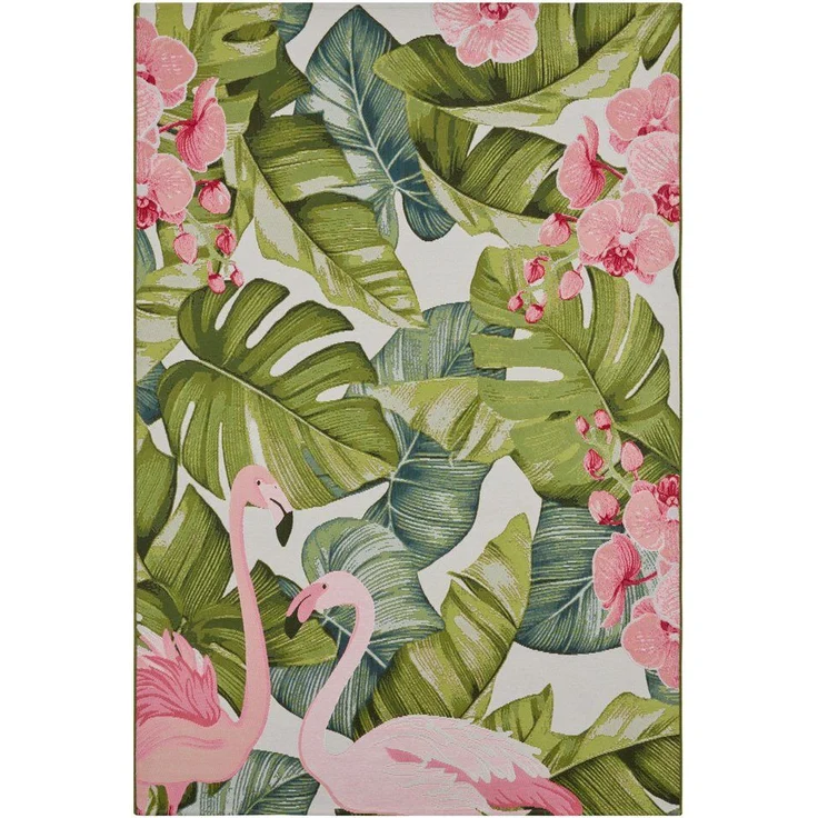 Hanse Home Tropical Flamingo In- & Outdoor Teppich – Flachgewebe, Tropical Jungel Florales Palmen Design, ÖKO-TEX Wetterfest & UV-beständig für Balkon, Terrasse, Garten, Wohnzimmer - Bunt, 120x180 cm – Bild 5