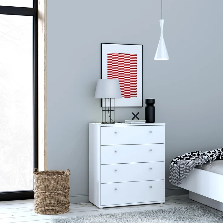 Kommode >Tembi< in Weiß - 73.7x85.5x34.8cm (BxHxT) – Bild 2