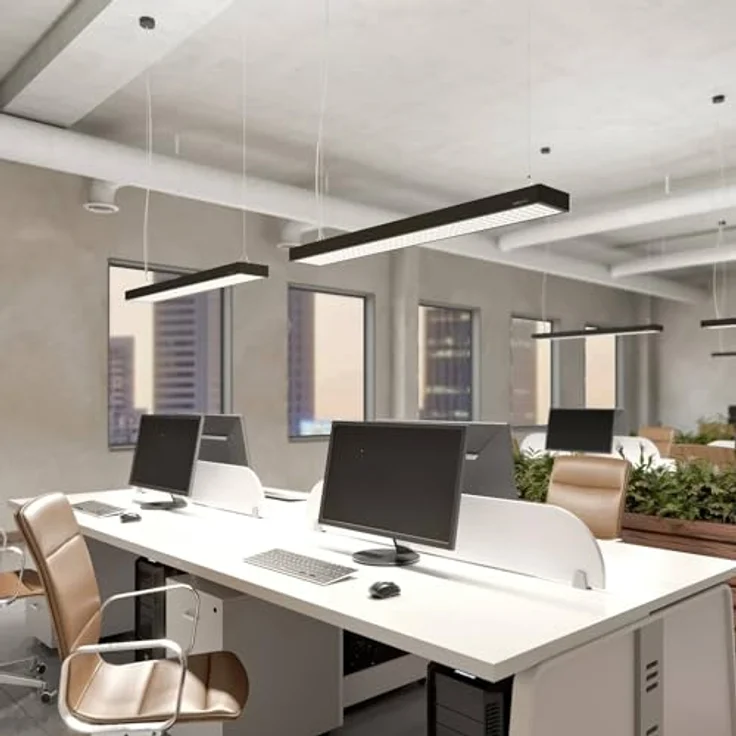 Arcchio LED Büroleuchte Susi, moderne 2-flammige Pendelleuchte aus schwarzem Aluminium für Büro und Arbeitszimmer – Bild 3