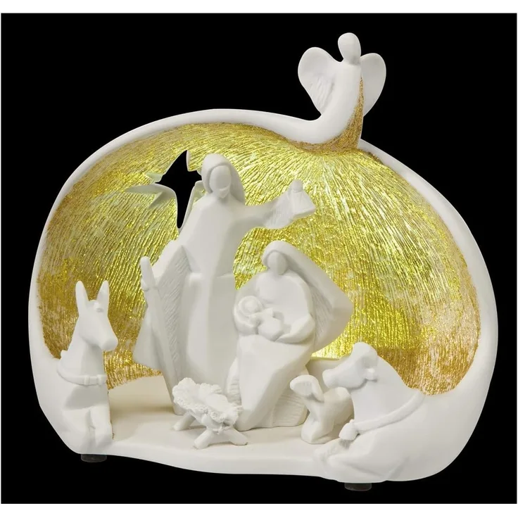 Goebel Sirenes Nadal Enchanted Figur, mit Beleuchtung, Weihnachtsfigur, Dekofigur, Porzellan, Weiß / Gold, 17 cm, 20000811