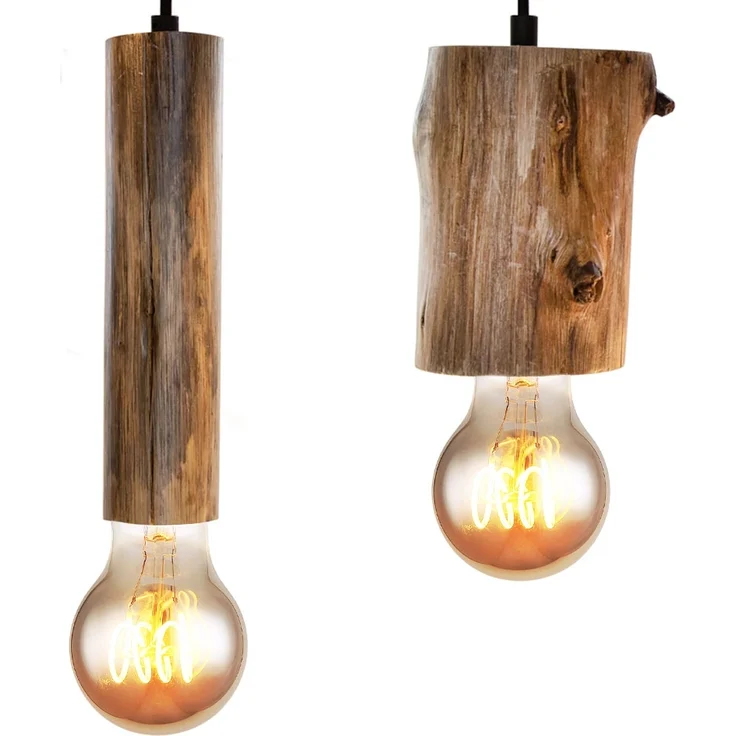 Hängeleuchte, Holz Eukalyptus, schwarz, H 150 cm – Bild 9