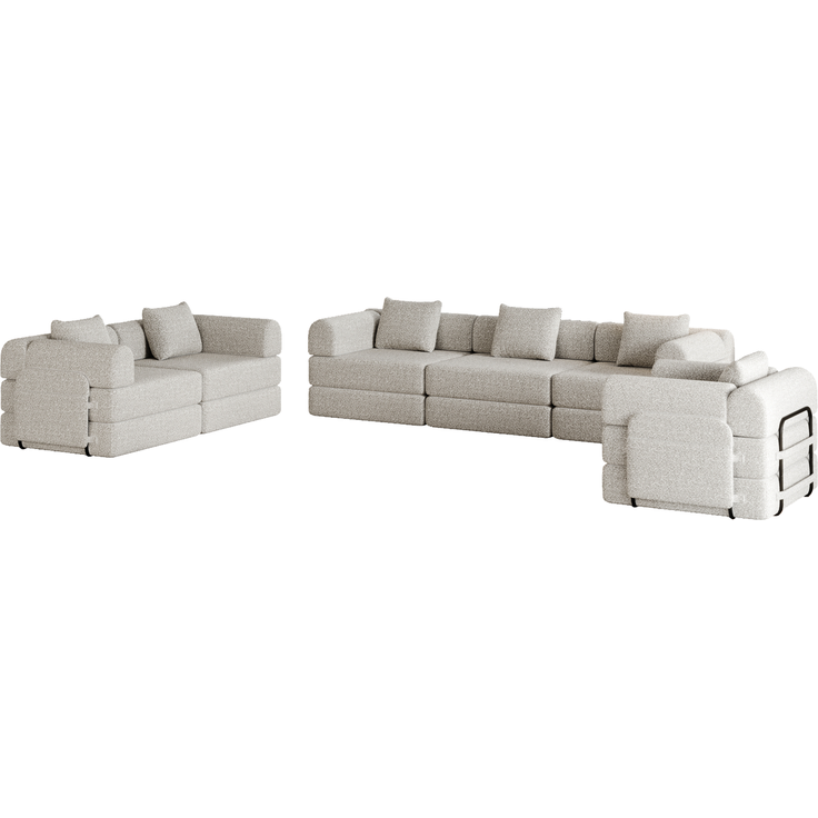 Schlafsofa aus Chenille, 2-in-1 mit Armlehnen-Ablagefach, 274x183,8x69,8 cm, Khaki – Bild 5