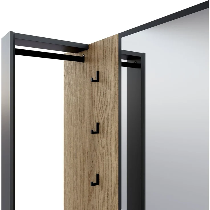 Carryhome 'SILENT' Garderoben-Set, Holznachbildung Eiche anthrazit, 115 x 200 x 41.6 cm, mit Spiegel und 3 Schubladen – Bild 7