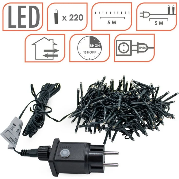 Spetebo LED-Lichterkette Outdoor Weihnachtskette soft gold, mit Timer - 8 Stunden AN / 16 Stunden AUS – Bild 3