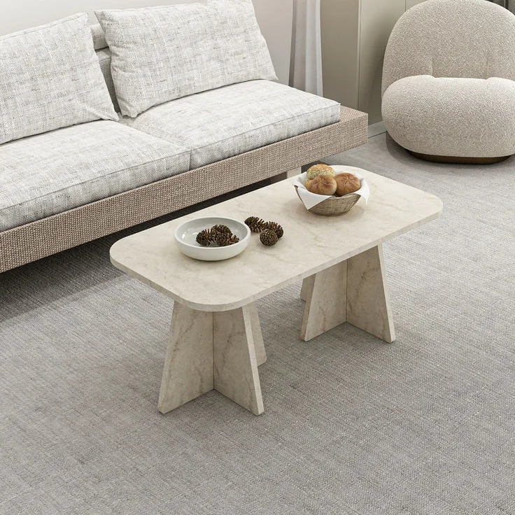 Skye Decor 'Mantar - 18700' Couchtisch, Travertin, 90 x 39 x 45 cm – Bild 3