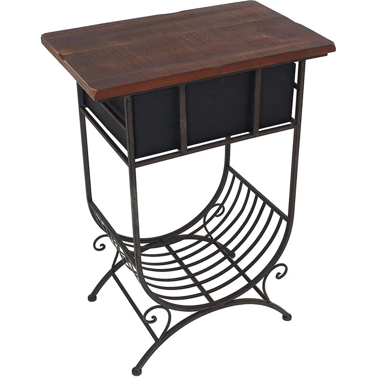 Dekoleidenschaft Konsolentisch Beistelltisch "Country-Style" aus Holz & Metall braun, im Antik Design, Telefontisch in rustikalem Shabby-Look mit Schublade & Zeitungsablage – Bild 5
