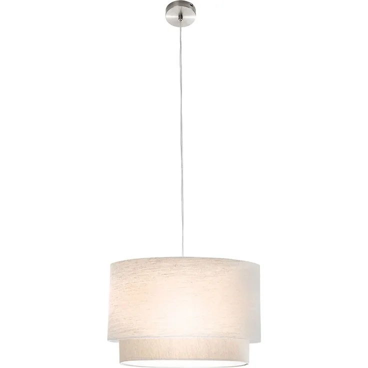 LED Pendelleuchte, Textil beige, H 150 cm