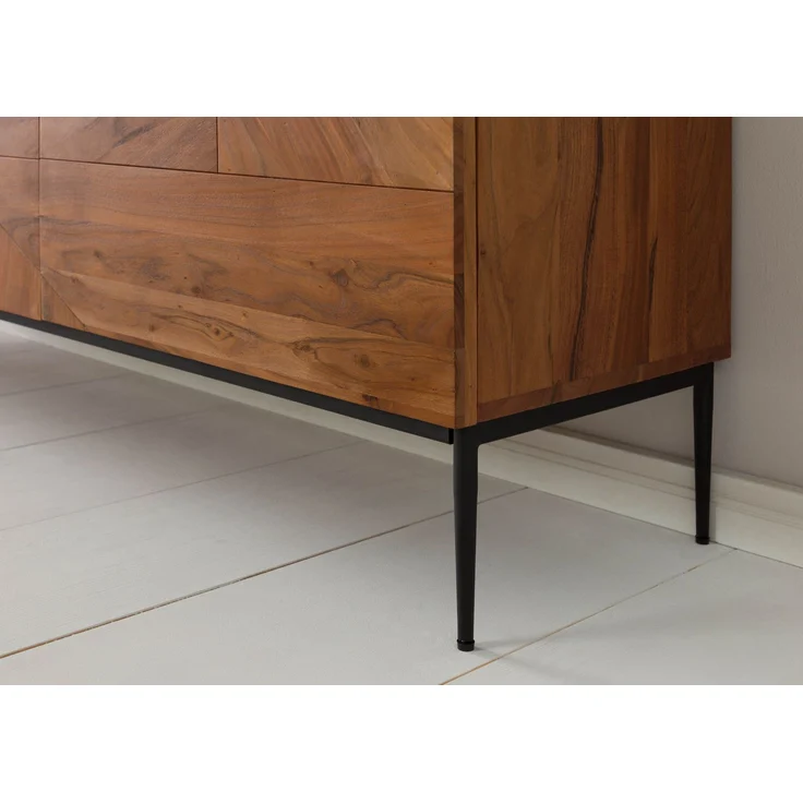 TV-Board Akazie 180 x 40 x 50 natur lackiert / Marmor weiß KARLSTAD #05 – Bild 6