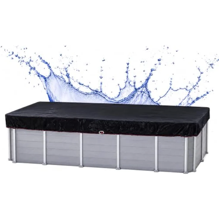 QUICK STAR Solar Poolabdeckung Eckig 660 x 360 cm, Schwarz, 200 g/m² PE | Abdeckung passend für 549x274 cm Pools, Sommer & Winter Poolplane, zweifach beschichtete Abdeckplane, Solarplane UV-Resistent – Bild 1