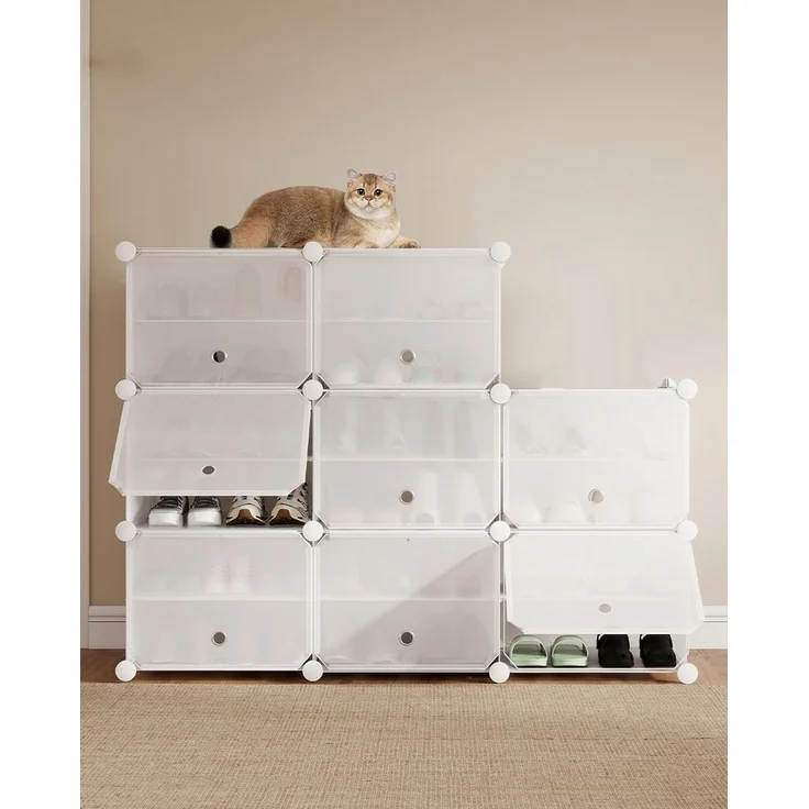 Sekey Schuhregal Schuhregal Schuhschrank Schuh-Organizer Stecksystem DIY-Regal, 1-tlg 32 Paar Schuhe Kunststoff mit Weiß 8 Tür – Bild 2