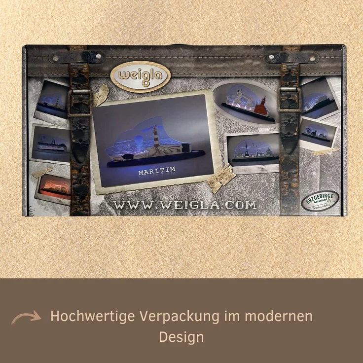 Weigla LED Dekolicht Maritim, Holz & Acrylglas, BLAU-WEIẞ, Made in Germany, LED wechselbar, Neutralweiß, Erzgebirge garantiert, maritime Deko Innen, Dekolampe – Bild 9