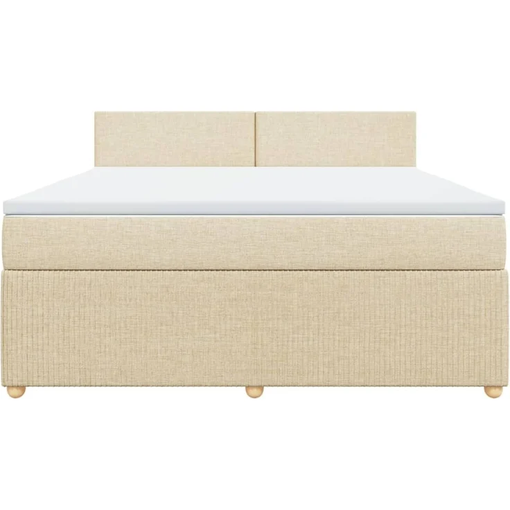 vidaXL Boxspringbett mit Matratze Creme 180x200 cm Stoff 3289833 – Bild 6