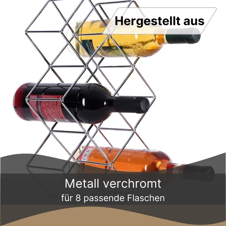 DESIGN DELIGHTS Weinregal WEINFLASCHENHALTER "CUBE", Metall, 37,5 cm, Weinregal, Farbe: silbe – Bild 3