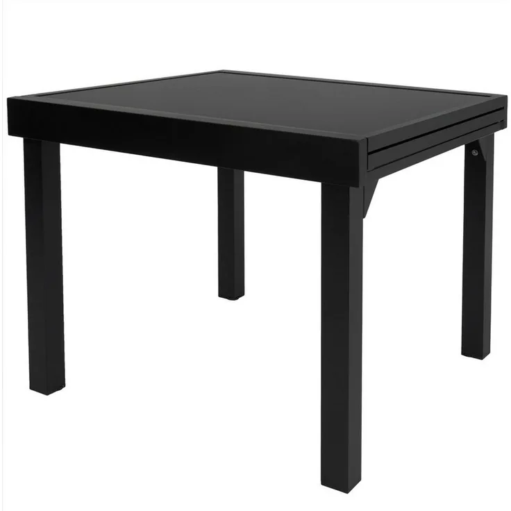 ib style Gartentisch Diplomat Quadro Ausziehtisch 90 - 180 cm schwarz (Tisch), Gartentisch - ESG-Sicherheitsglas - Aluminium - ausziehbar