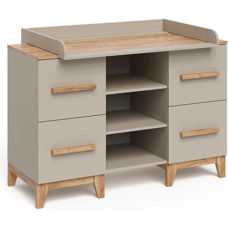 Wickelkommode Malia Cashmere/Artisan 133 x 98 cm XL mit 4 Schubladen Vitalispa
