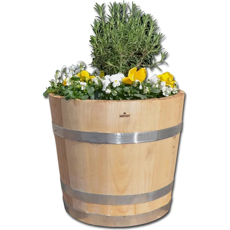 Temesso Pflanzkübel Kübel NATUR, Pflanzkübel aus Kastanienholz, 30 bis 60 cm Durchmesser