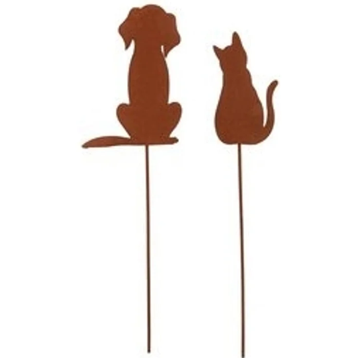 UNUS GARDEN Gartenstecker Roststecker 2er Set Hund Katze Deko Garten und Beet (2-St, 2er Set Roststecker Hund & Katze Metall Rostoptik) – Bild 6