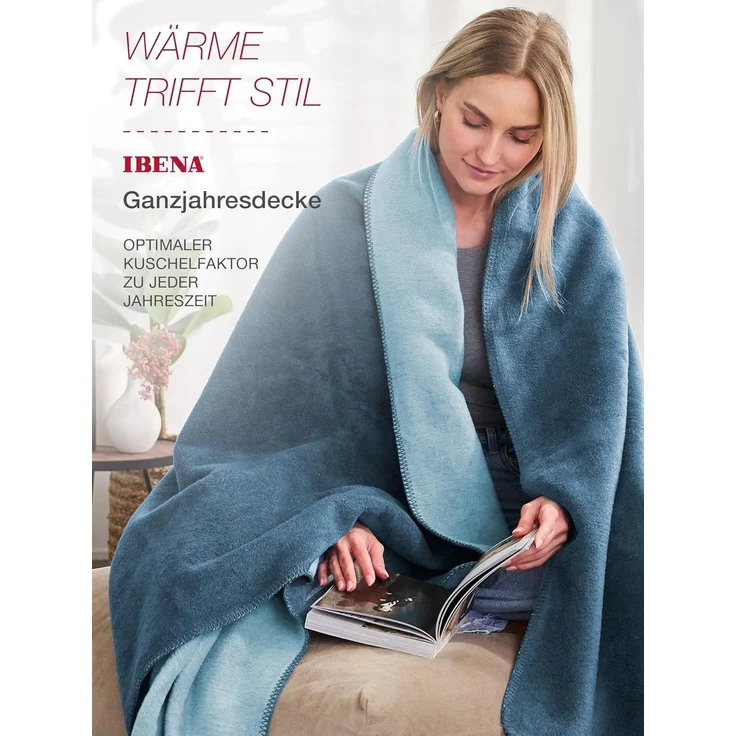 Ibena 'Dublin' Wohndecke, Jacquard petrol / türkis, 150 x 200 cm – Bild 4