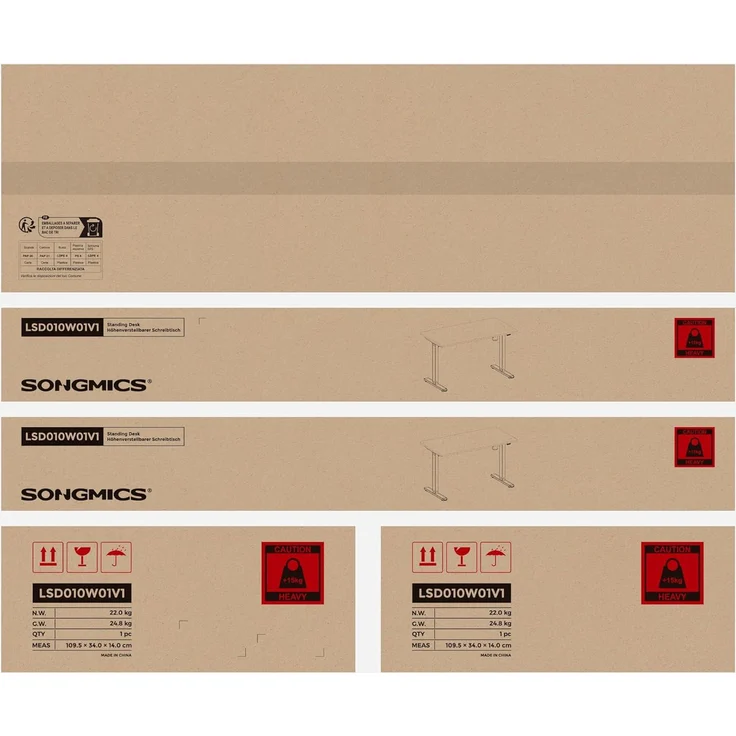 SONGMICS Höhenverstellbarer Schreibtisch elektrisch, Tischgestell, Schreibtischständer mit Motor, stufenlos verstellbar, 120 x 60 x (73-114) cm, Stahl, weiß LSD011W01 – Bild 11