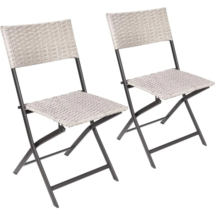 BRUBAKER Campingstuhl Lugano - Polyrattan Klappstuhl wetterfest und robust (Balkonstuhl klappbar, 2 St), Camping Stuhl für Garten Balkon Terrasse - Gartenstuhl - Grau Beige – Bild 5