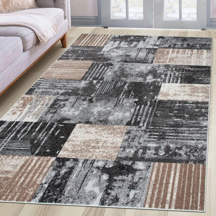 OTTO home Teppich Lunari, Vintage-Karo Design, rechteckig, Höhe: 9 mm, modern, weiche Haptik, Wohnzimmer, Esszimmer, Schlafzimmer – Bild 1