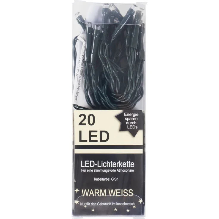 LED-Lichterkette 20-LED Dekolichter Winterdeko Weihnachtsbeleuchtung Warmweiß