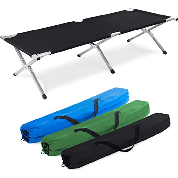 Goods+Gadgets Feldbett Faltbares Army-Bett (Campingbett, Klappbett) Gästebett aus Aluminium – Bild 2