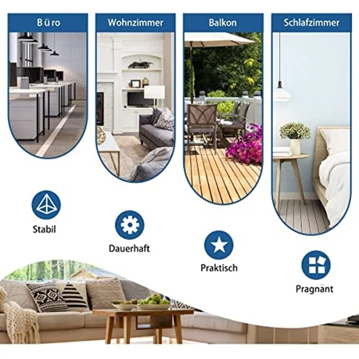 FANTASK 3-Panel Raumteiler, 260x183 cm, faltbar, freistehend, Trennwand Wandschirm mit verstellbaren Untersetzern, Wandteiler aus Metall & Polyester für Zuhause Büro Terrasse (Grau) – Bild 5