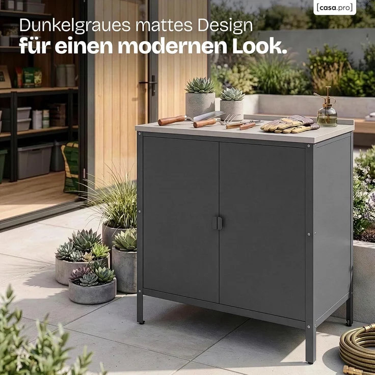 Outdoor Schrank Bolognano 92x80x50 cm Dunkelgrau, matt [casa. pro] – Bild 6