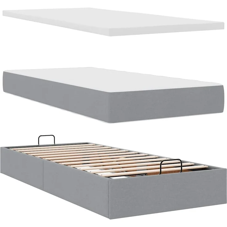 vidaXL Ottoman-Bett mit Matratze Hellgrau 90x190 cm Stoff 3311504 – Bild 6