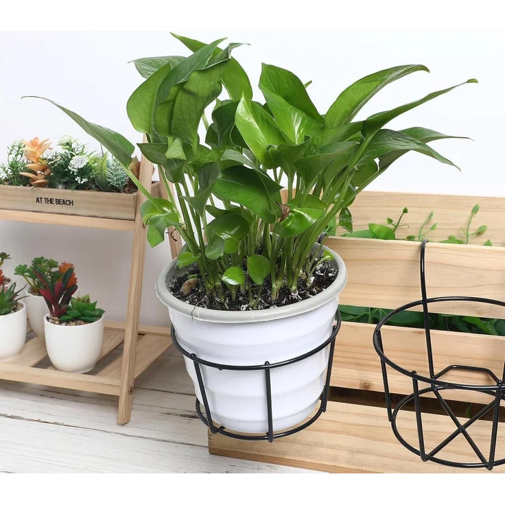 Balkon Blumen Topf Halter, 5 StüCk, Eisen, Platzsparend, Schwarz – Bild 8
