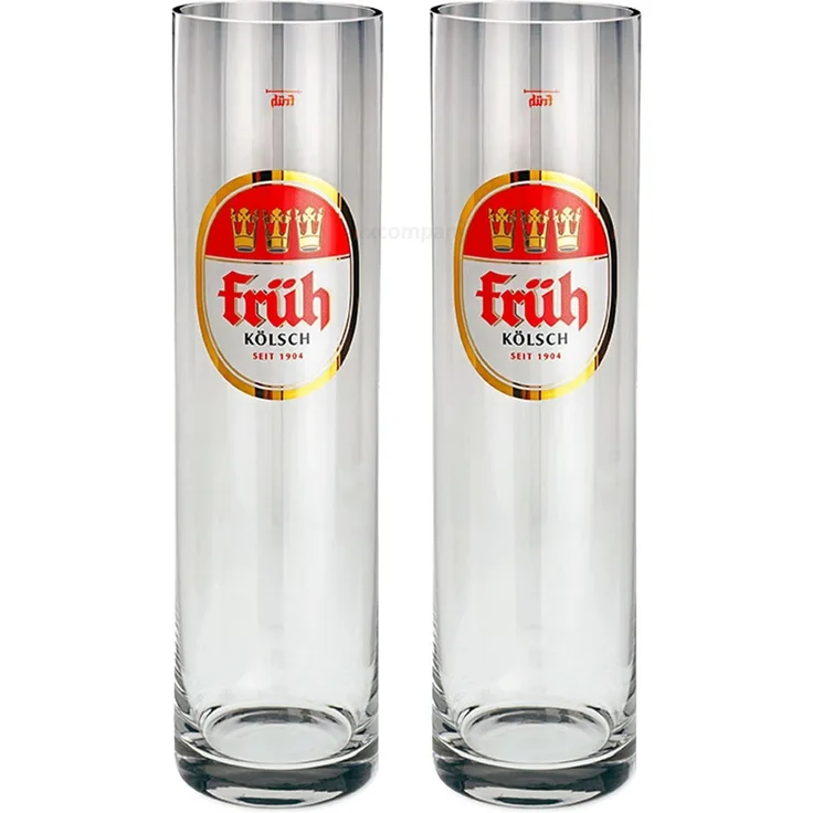 Früh Kölsch Biergläser Stangen Set - 2x 0,2l Original Kölsch Stange | Hochwertige Biergläser mit Logo | Spülmaschinengeeignet