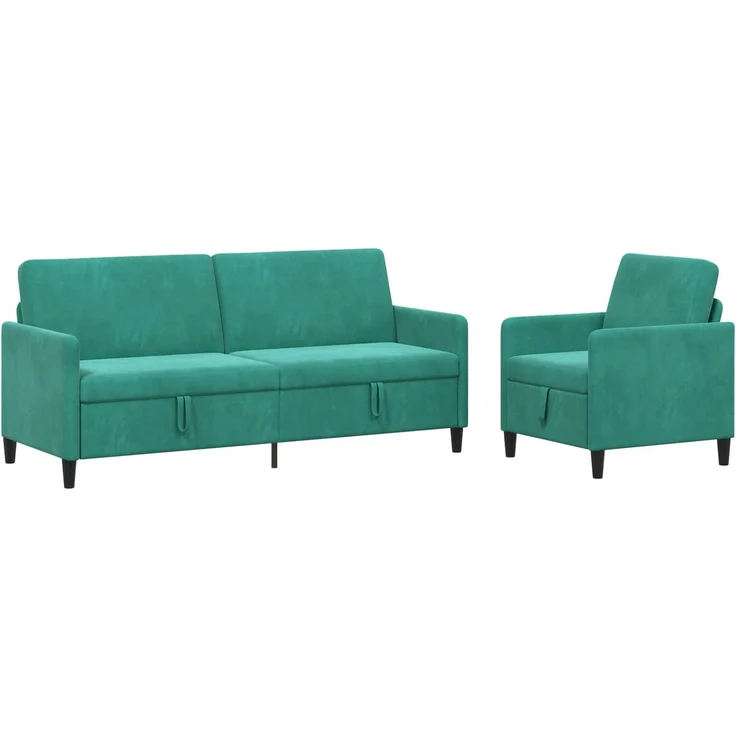 vidaXL Sofa Set mit Stauraum 2 stk. Türkis Polyester 3429256 – Bild 2