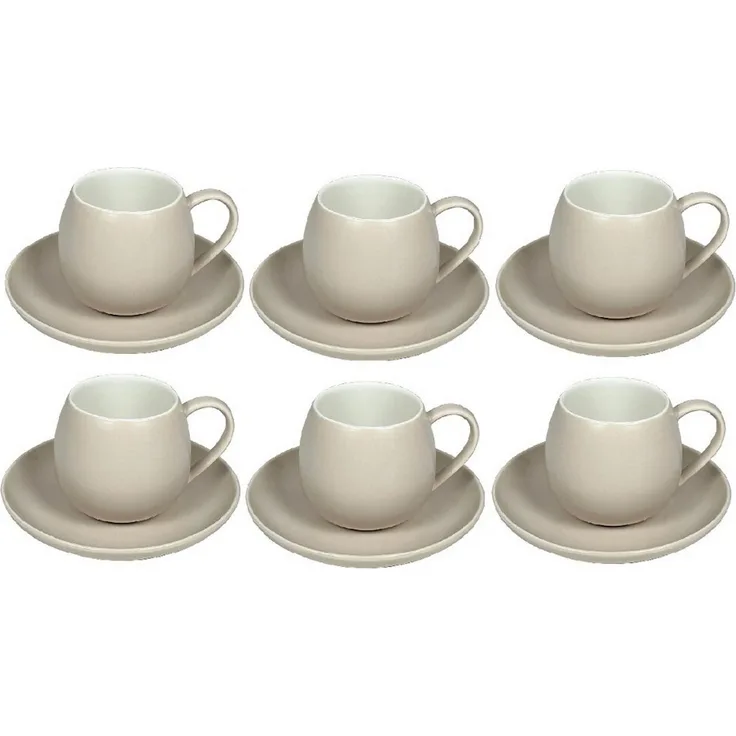 Schäfer Elektronik Kaffeeservice 12-teiliges Mokkatassen-Set, Porzellan, 6 Tassen und Unterteller, 90 ml