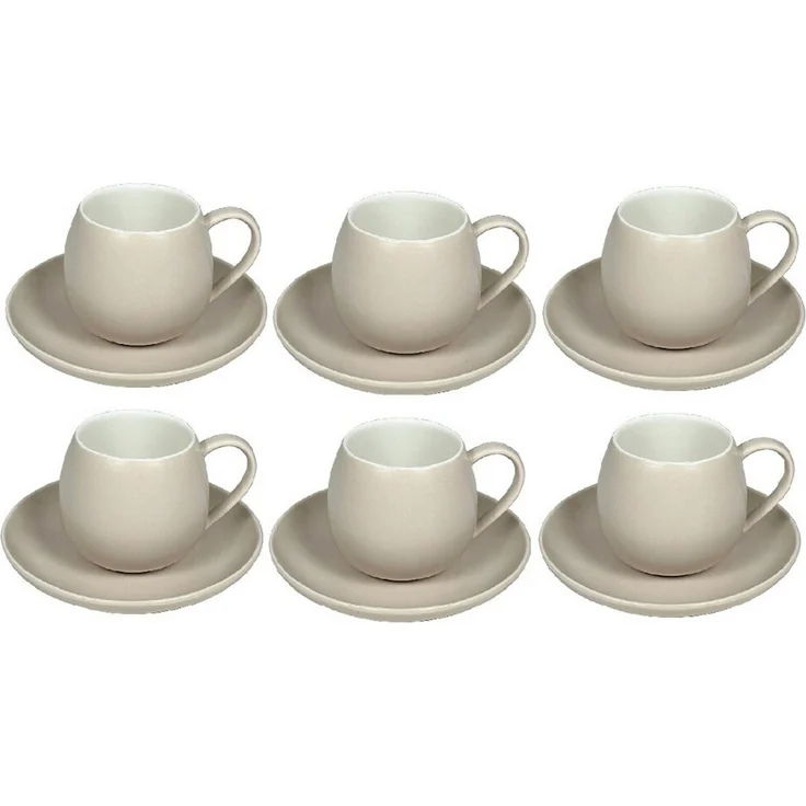 Schäfer Elektronik Kaffeeservice 12-teiliges Mokkatassen-Set, Porzellan, 6 Tassen und Unterteller, 90 ml