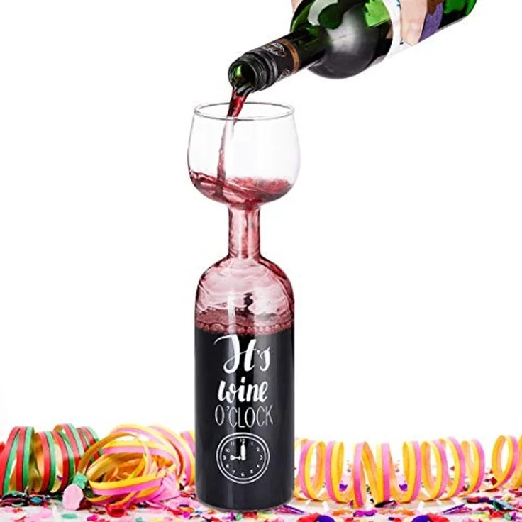 relaxdays Weinglas Weinflasche Glas Aufsatz 750 ml, Glas – Bild 6