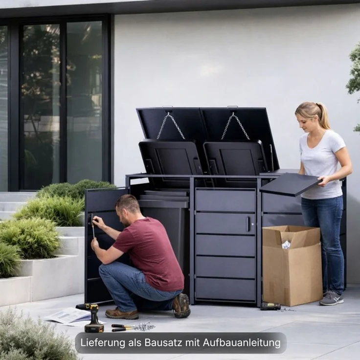 Mülltonnenbox Verkleidung 3er Anthrazit – Bild 6