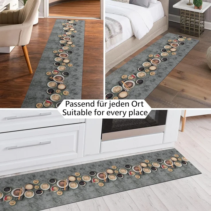 ANRO Küchenläufer RANNA Hochwertig Küchenteppich Teppich Textil, Eckig, Bodenläufer 100x65cm Mosaik Bunt pflegeleicht – Bild 7