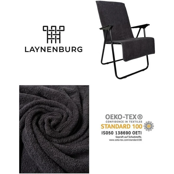 Laynenburg Handtuch Frottee Schonbezug Gartenstuhl, Baumwolle (1-St), Handtuch-Bezug Hochlehner - Stuhl-Bezug mit Umschlag für Campingstuhl – Bild 3