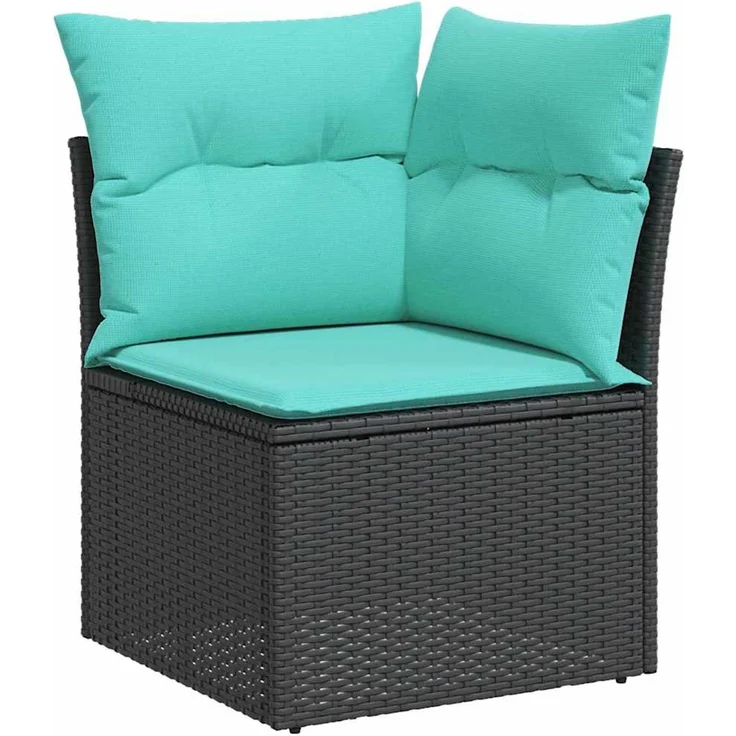 vidaXL Gartensofa-set 4 Stk. Schwarz und Türkis Poly-Rattan 3354695 – Bild 6