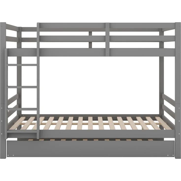Etagenbett 140x200 mit Ausziehbett, Kiefernholz, Kinderbett Doppelstockbett mit Treppe, platzsparendes Hochbett Gästebett – Bild 6
