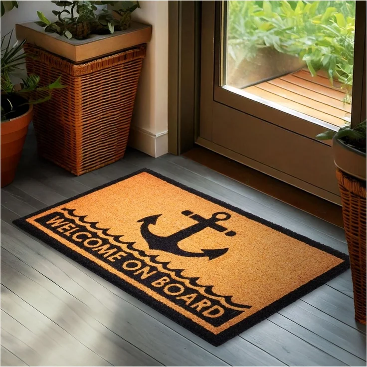BRUBAKER Fußmatte Welcome on Board - 45 x 75 cm Schmutzfangmatte - Anker, Rechteckig, Höhe: 15 mm, Fußmatte für Außen und Innen aus Kokos - Wetterfest und Rutschfest – Bild 5