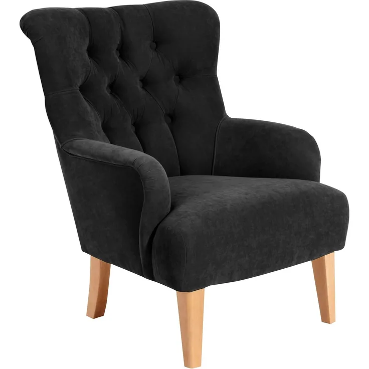 Sessel Kaiya Bezug Veloursstoff Buche natur / schwarz 21237